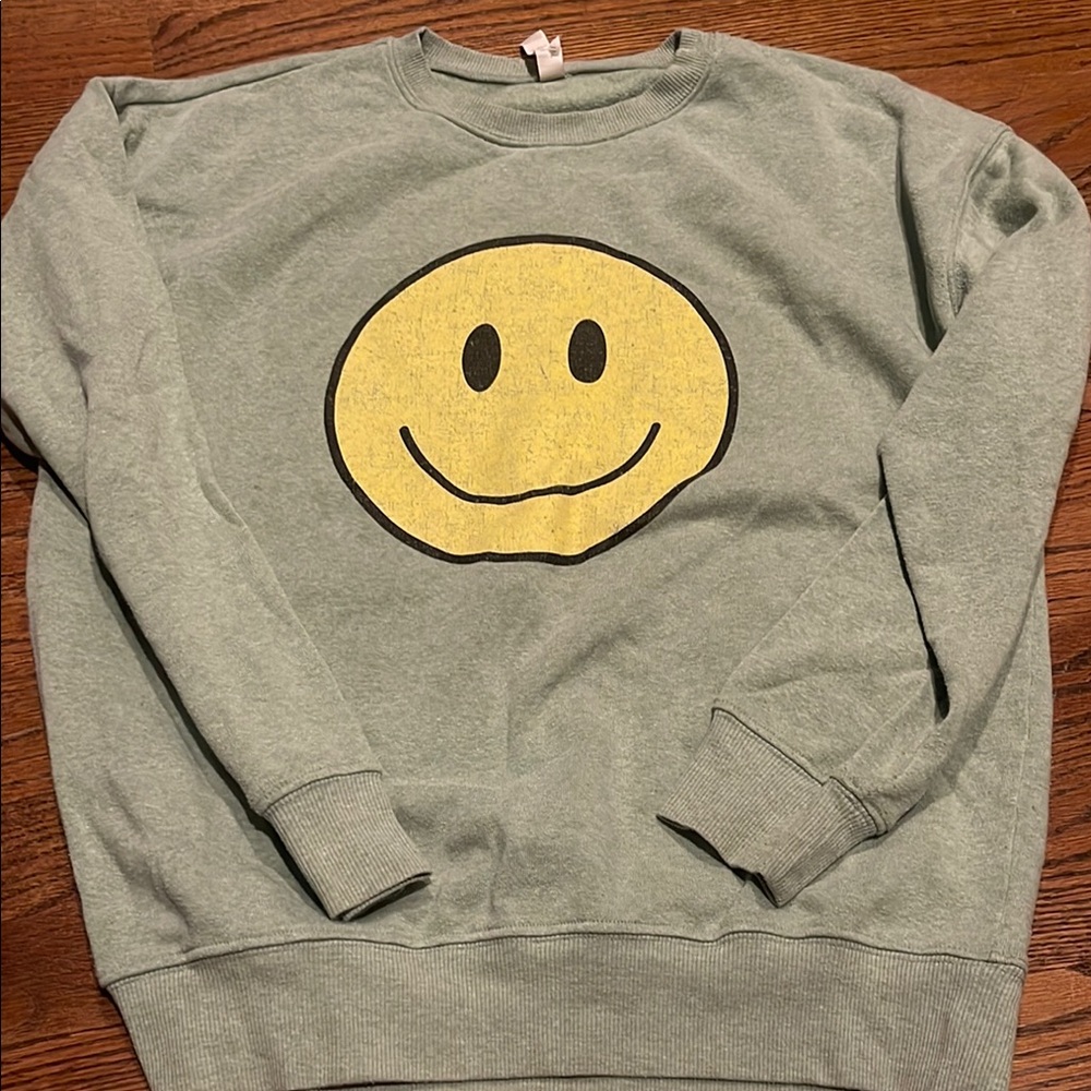 Smiley Face Green crewneck Sweatshirt sz small